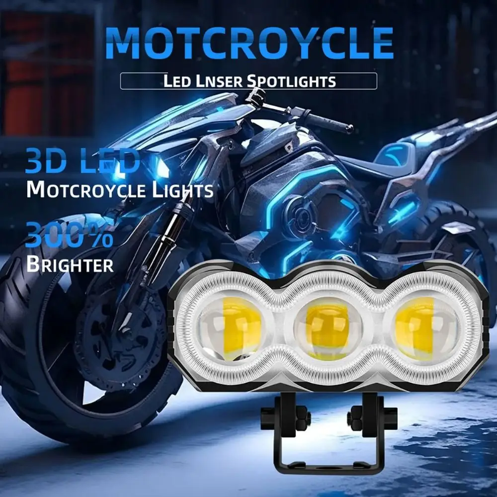 

Белый Желтый RGB Мотоциклетный Светодиодный Прожектор Водонепроницаемый Супер Яркий 3-Lens Фара Универсальный Предупреждающий Светодиодный Рабочий Свет