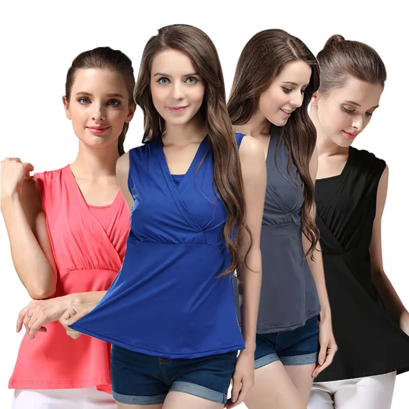 

Летняя одежда для беременных, футболки для кормящих женщин, без рукавов, беспроводная майка для кормления, жилет для грудного вскармливания