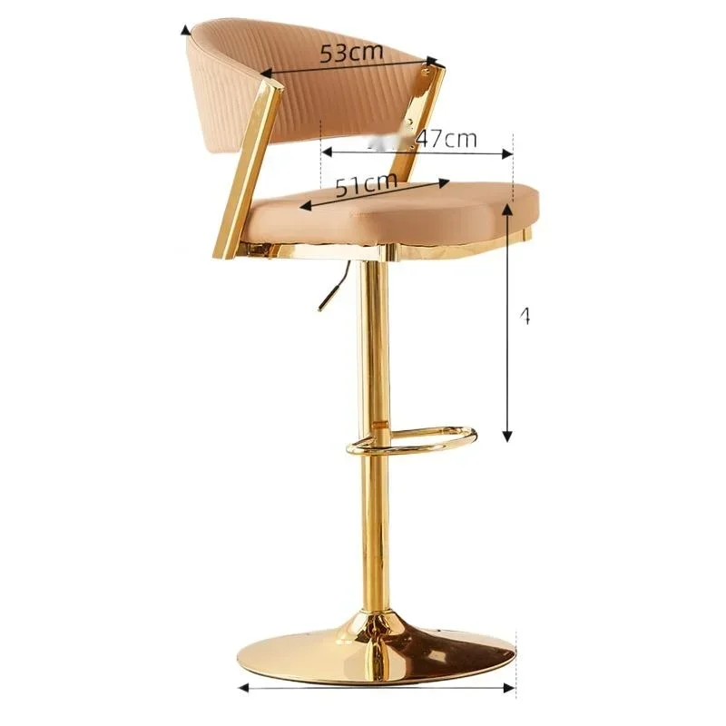 Modern Iron Bar Chair Light Luxury Back Stool Front Desk Cashier Chair Nordic Swivel Bar Seat Contemporary Cafe Chair