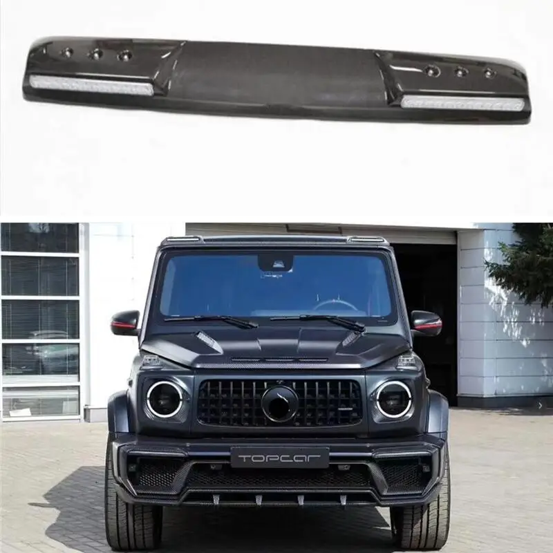 For Benz G Class W463 W464 G350 G500 G550 G53 G63 Real Carbon Fiber Spoiler Front Roof Wing Top Lip Spot Light Full Body Kit