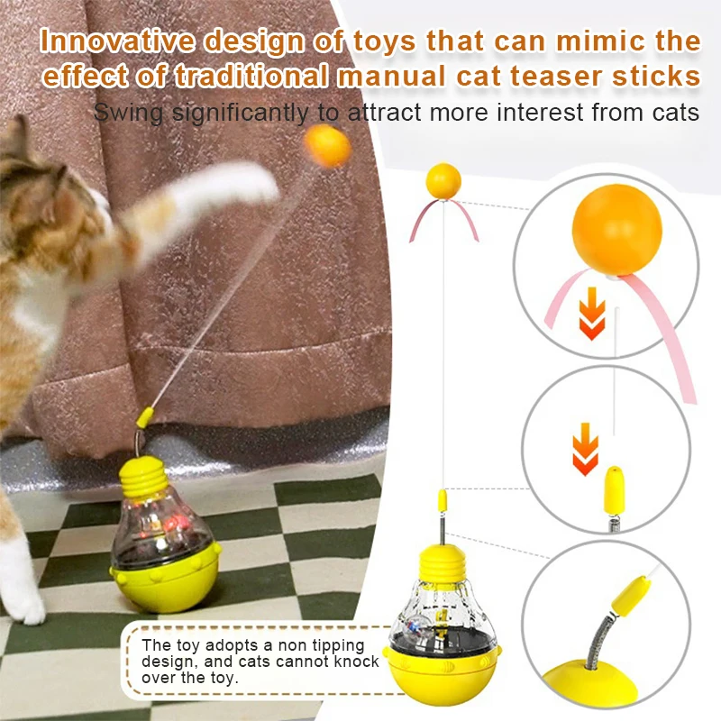 Tumbler Glowing Cat Toy Puzzle Training Cats Leaks Food Ball Kitten Self-entertainment Ping Pong Toys Pet Cat Accessories