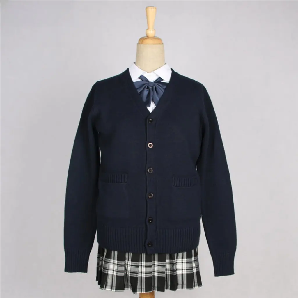 

JK Uniform Cardigan Sweater Thickened Seven-Pin School Style Cotton Open Front Women's Fashion Top