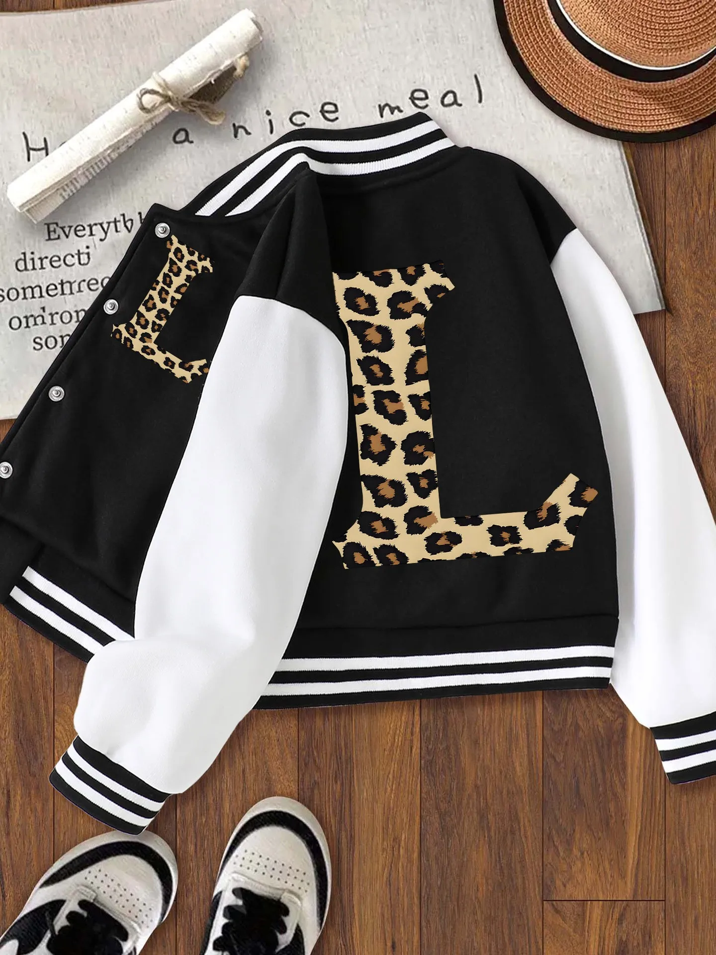 Girls' Autumn Short Baseball Jacket, College-Style with 