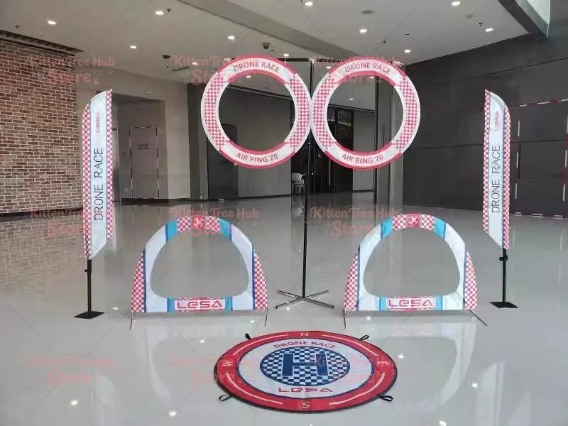 19Inch Indoor Racing Track Set FPV Obstacle Course Kit with Arch Gates Round Gates Flags Takeoff Pad