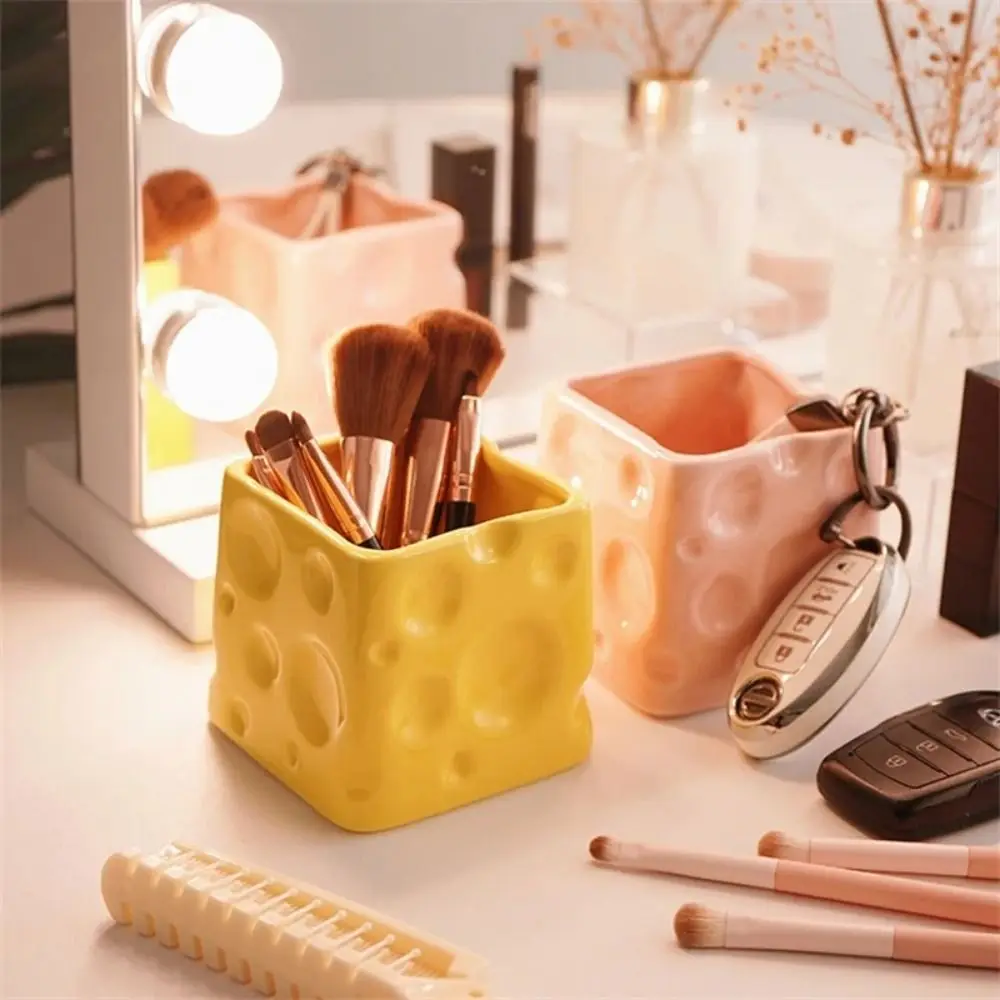 

Cheese Shape Ceramic Cheese Storage Can Light Luxury Style Ceramics Desktop Storage Bucket Exquisite Creative