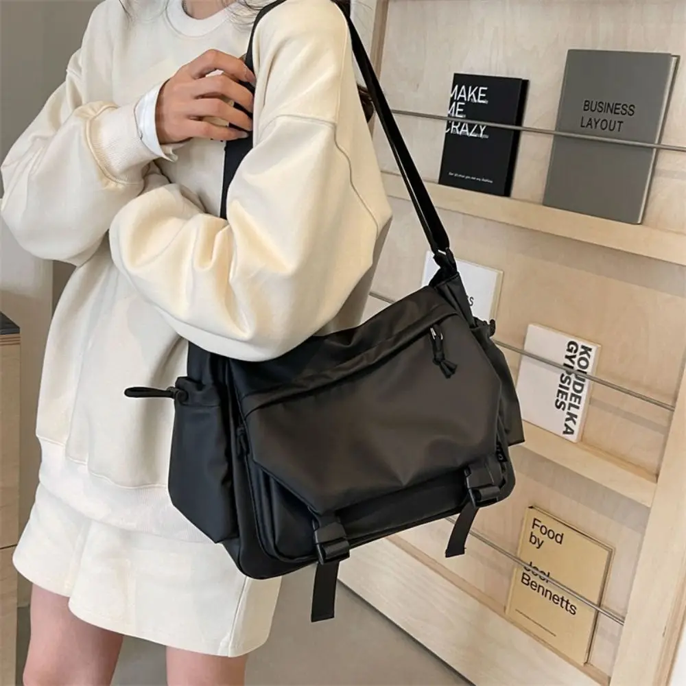 

Casual Solid Color Nylon Crossbody Bag Oxford Cloth Waterproof Shoulder Bag Multifunctional Large Capacity Messenger Bag Outdoor