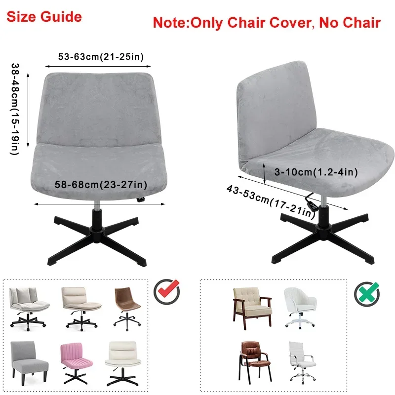 1pc Floral Armless Chair Cover Criss Cross Legged Office Chair Slipcover MidBack Accent Wide Seat Computer Desk Chair Covers