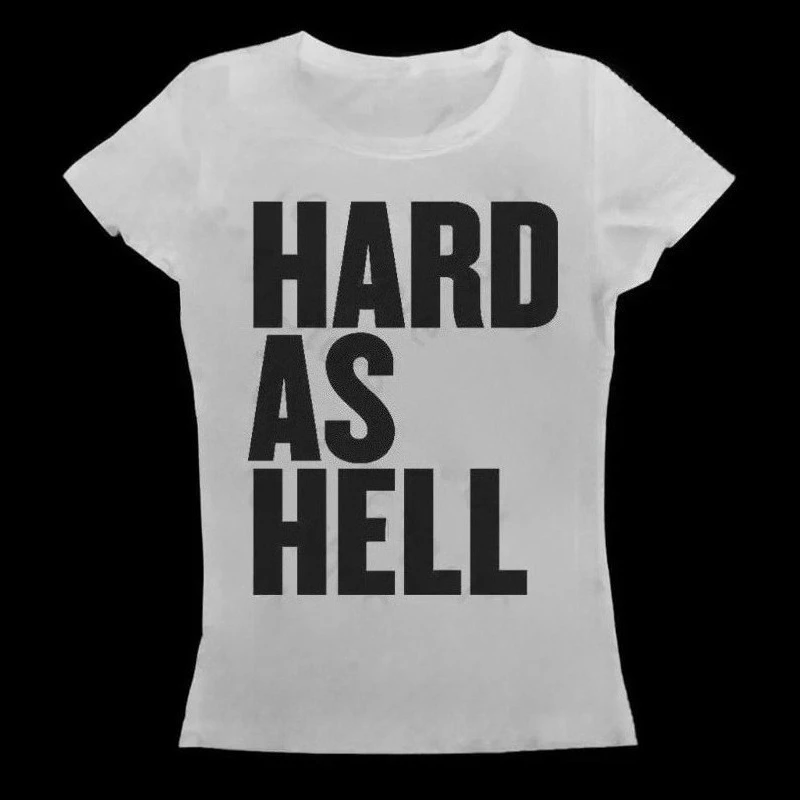 Hard As Hell Printed Women's T-shirt Emo Girl Retro Letter Harajuku Y2K Women's Clothing 2000s Fashion Casual Summer Tops Tees