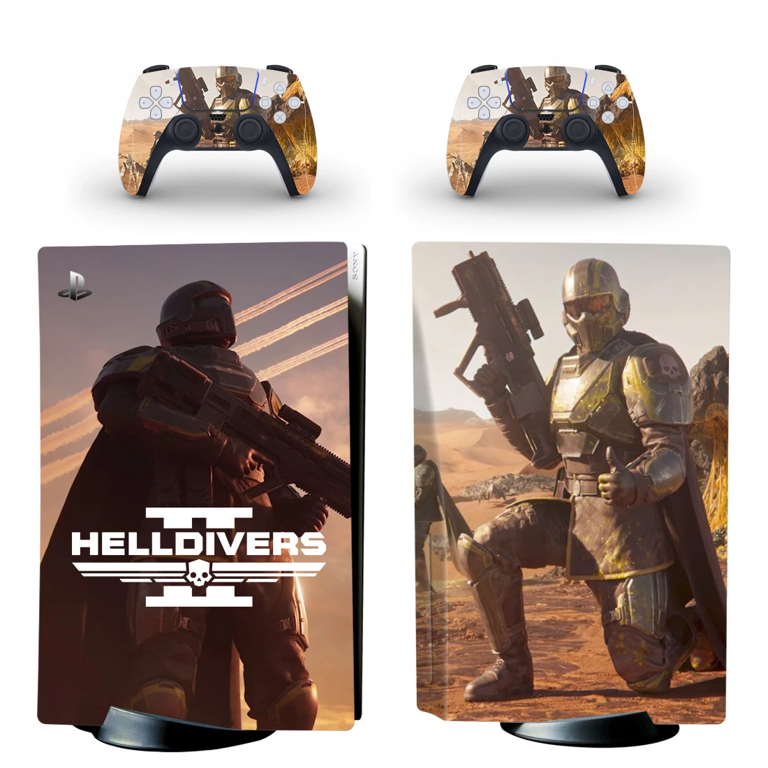 ゲームhelldiver2 ps5ディスクスキンステッカー、コンソールコントローラー用デカールカバー