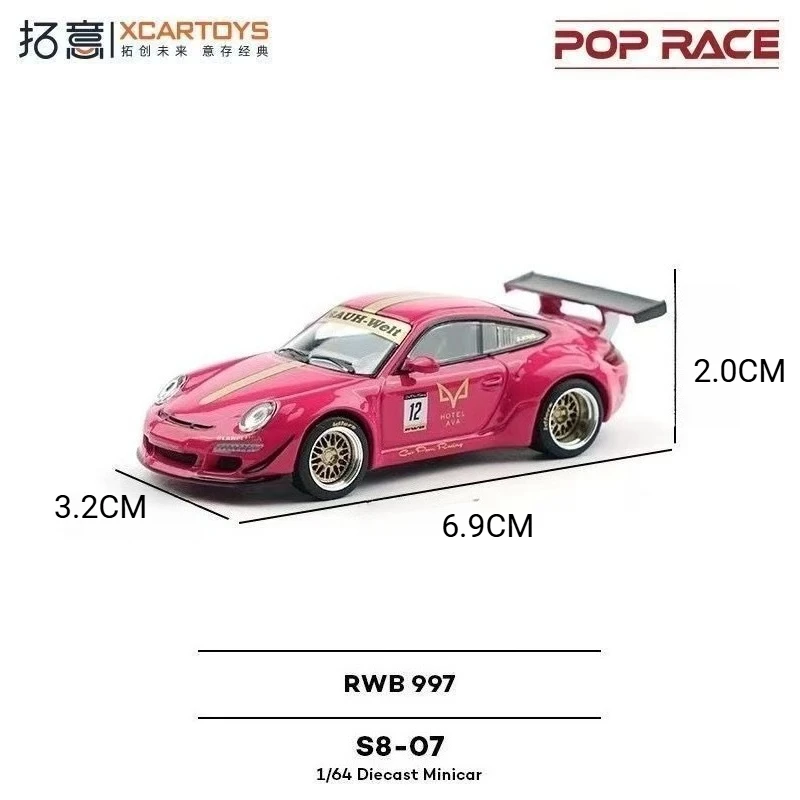 XCARTOYS 1/64 POPRACE RWB 997 Ruby Red Coupe Alloy Die‑cast Car Model Collectible Display Ornament Mini Racing Vehicle Gift