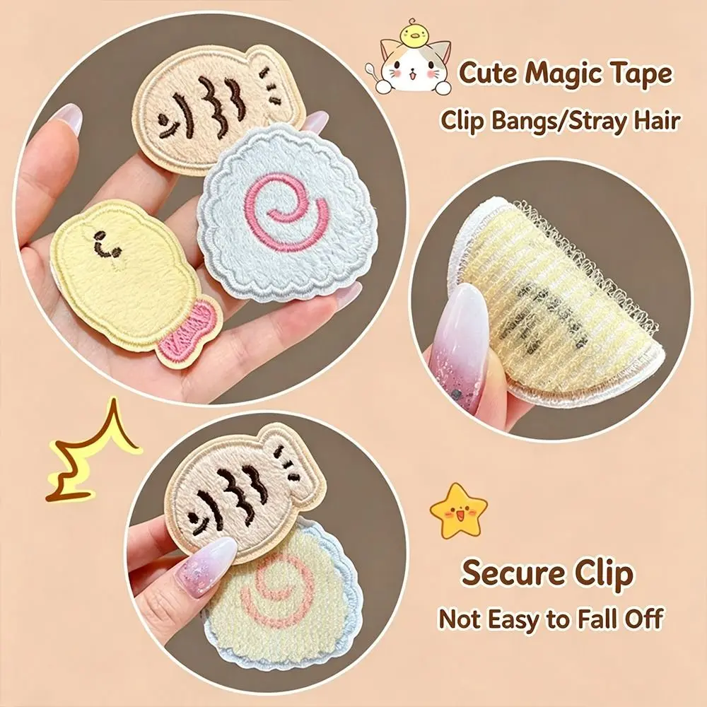 Soft Velvet Fringe Hair Fixing Stickers Cute Food Pattern Shrimp Tape Hair Styling Tool Easy Application Fish Cake