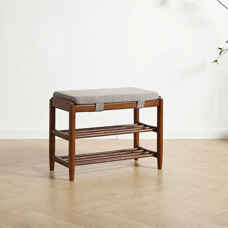 Solid Wood hallway ottoman with Storage Compact Home Cabinet with Seat Modern Shoes Organizer Space-Saving Entry Shoe Bench