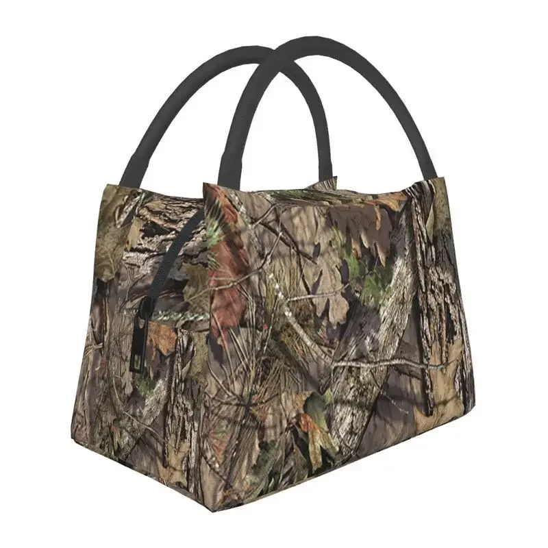 Hunting Camo Camouflage Pattern Insulated Lunch Bags for Women Leaves Woods Season Portable Thermal Cooler Food  Box