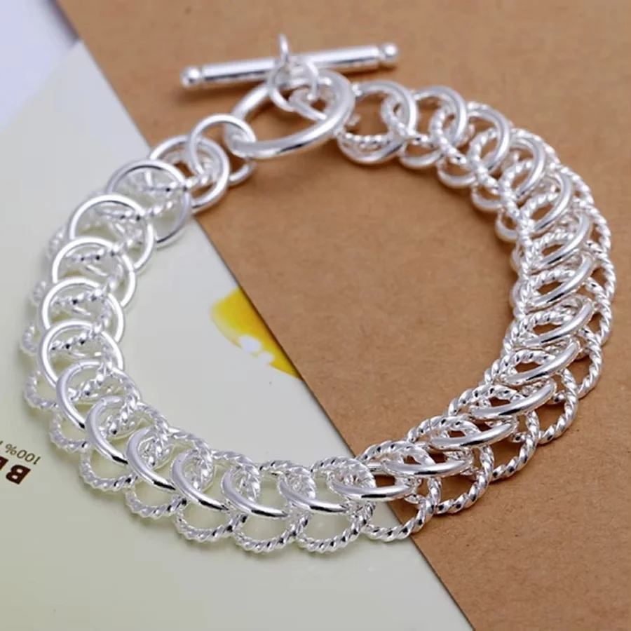 925 Sterling Silver Charm Bracelets Fashion Beautiful For Women Lady Wedding Refined Geometry Jewelry Wholesale