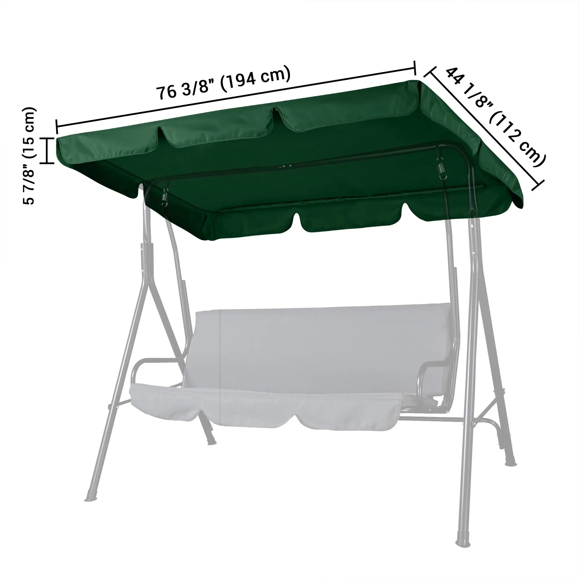 Ivory metal 77x43 inch replacement rocking chair canopy for outdoor furniture patio rocking chair