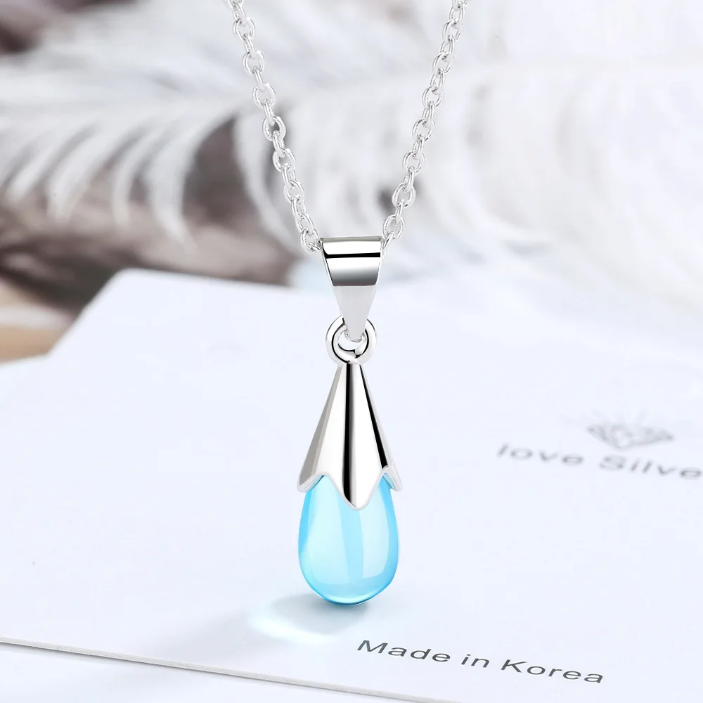 

925 Sterling Silver Water Drop Crystal Necklaces For Women Wedding Luxury Quality Fine Jewelry Accessories Money 925 Jewellery