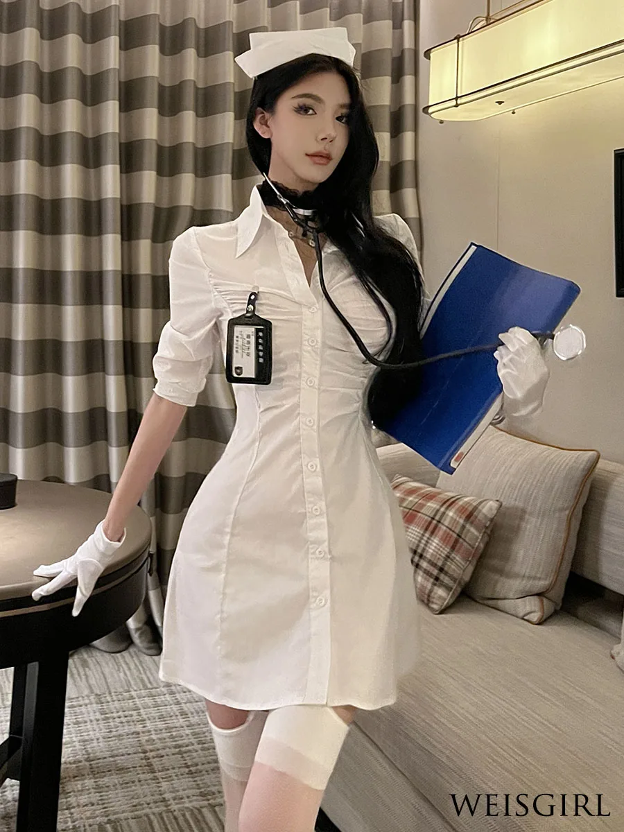 

Pure Desire Uniform Small Breasts Sexy Maid Nurse Costume Cosplay Halloween Costume Angel Cute Doctor Suit