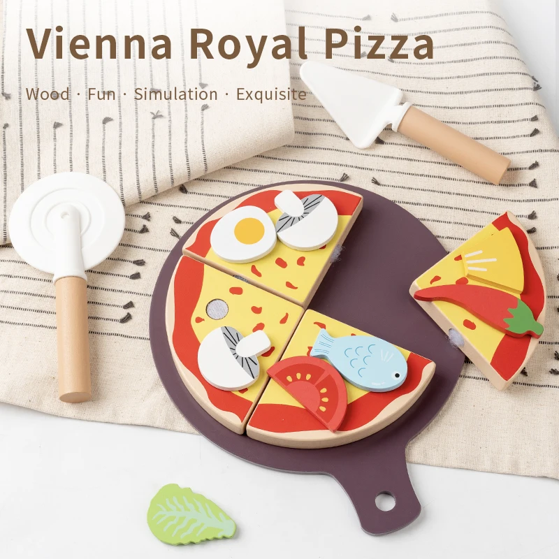 キッチンごっこ遊びおもちゃ木製シミュレーション食品アクセサリーピザサラダデザートセットモンテッソーリ教育玩具幼児ギフト用