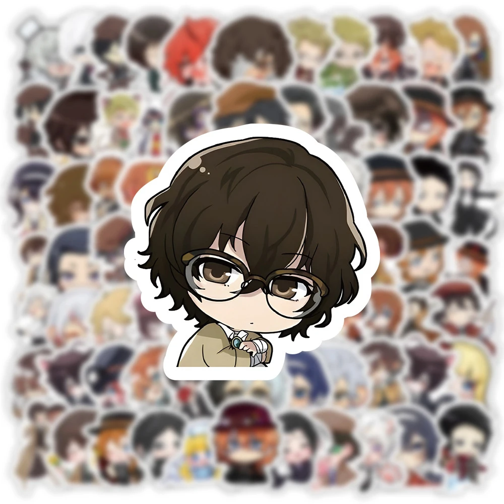 

10/30/50/100pcs Cute Cartoon Bungou Stray Dogs Graffiti Stickers for Notebook Water Bottle Kawaii Anime PVC Decals Kids DIY Toys