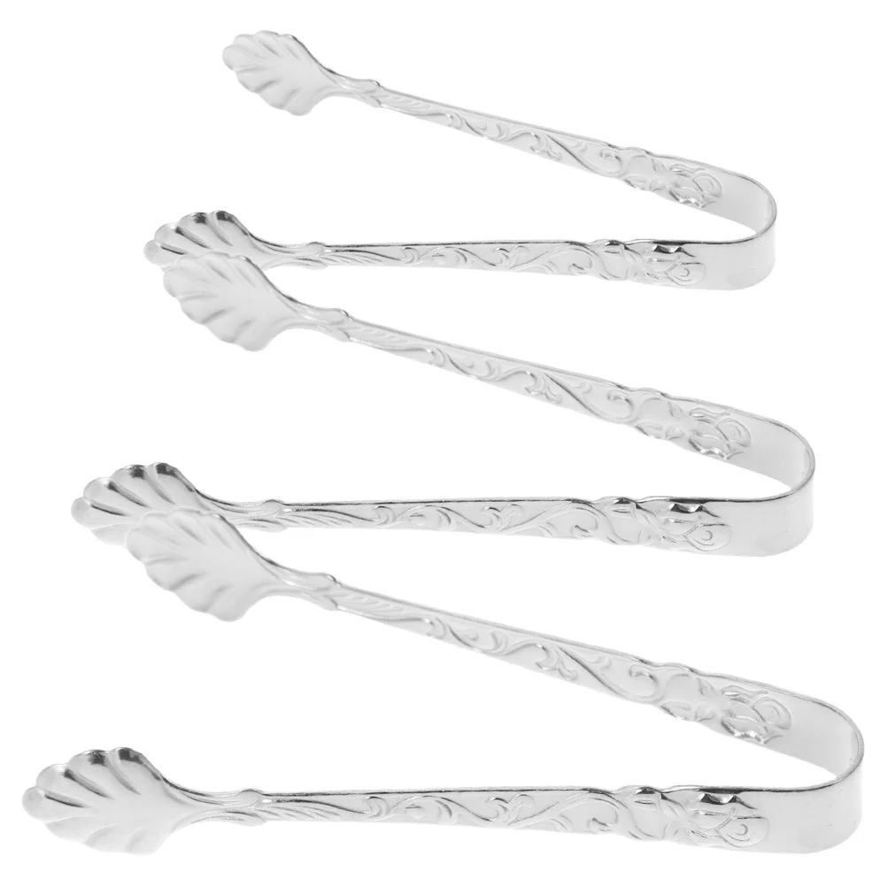 

3Pcs Stainless Steel Mini Ice Tongs 4inch Embossed Rose Small Kitchen Tongs Sugar Cube Clip for Tea Party Appetizers Serving