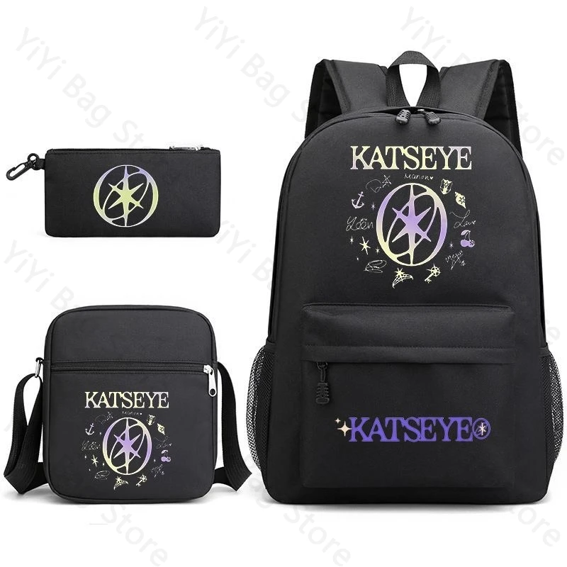 KATSEYE Print Backpack Pencil Case Shoulder Bag Student Three Piece Set Oxford Cloth Durable SchoolBag Fashion Teenage Backpacks