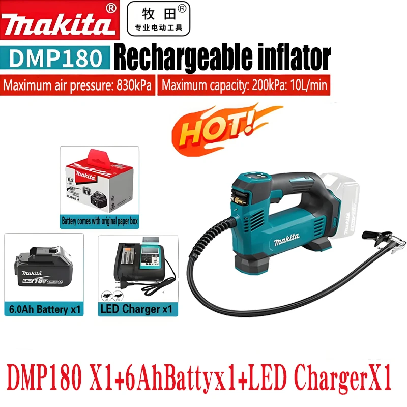 ☀️ Makita Draagbare Luchtpomp Automatische Draadloze Opblaaspomp Elektrische Luchtpomp Handheld Autoband Compressor Voor 18V Accu