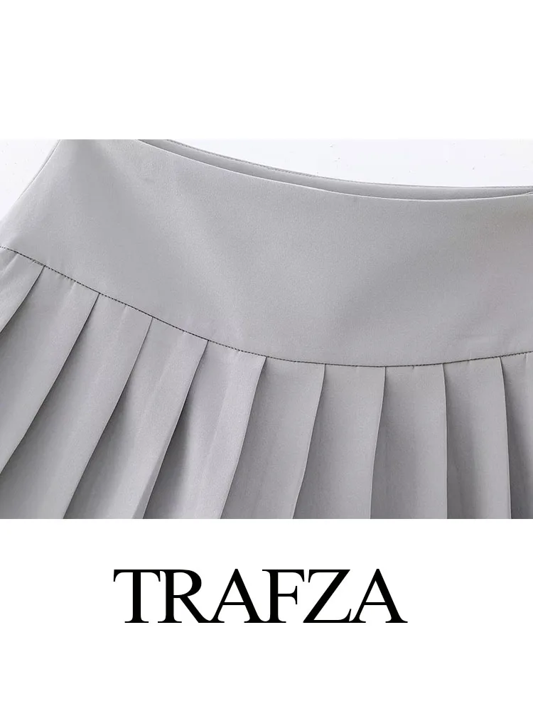 Trafza Sommer Frauen schick breite plissierte Dekoration Mini Culottes Frau hohe Taille Seite Reiß verschluss lässig Street Style Rock Hose Mujer