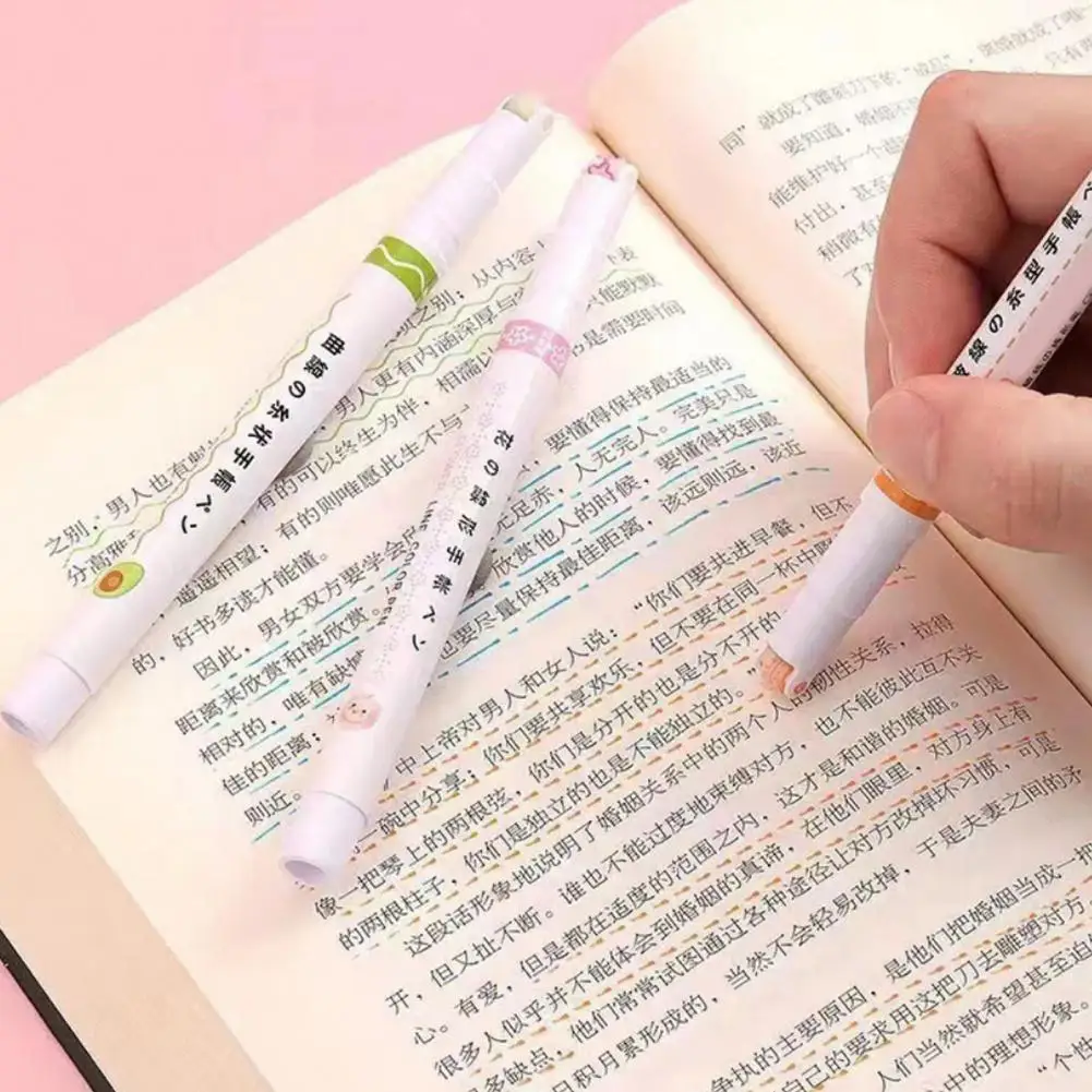 Conjunto de canetas marcadoras de borda, 6 peças, marcadores gráficos, canetas de borda curva, diário, planejador, scrapbook, arte, material escolar На tekstр