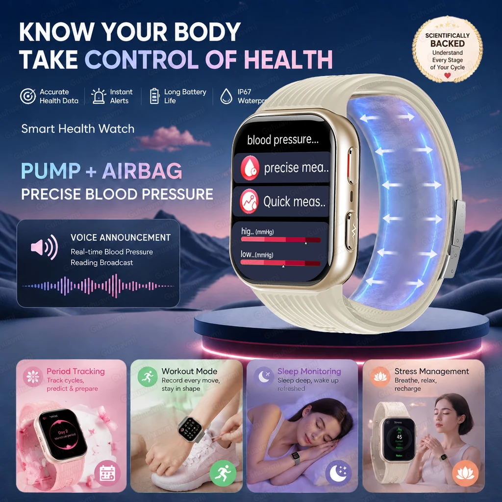 Smartwatch Ladies Watches For Women - Kadın Sağlığı Akıllı Saat Hava Yastığı