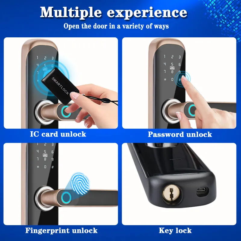 Yoheen Electric  Fingerprint Handle Wireless Smart Digital Door Lock with Code Rfid Nfc Card and Tuya App Wifi Remote Unlocking