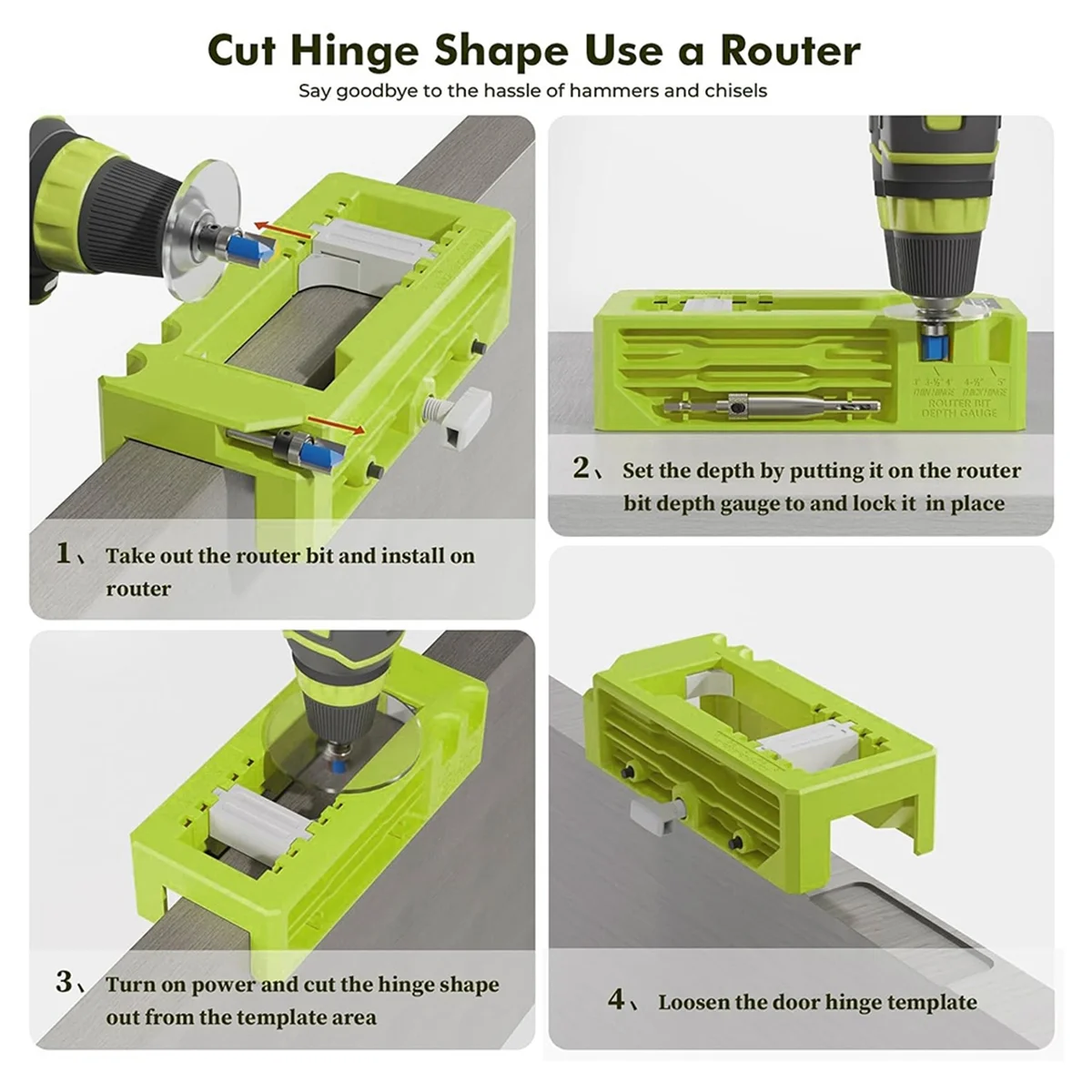 A002 Door Hinge Jig,Door Hinge Router Jig, Door Hinge Installation Kit Fit 3 Inchto 5 Inch Length and 1/4 Inch or 5/8 Inch