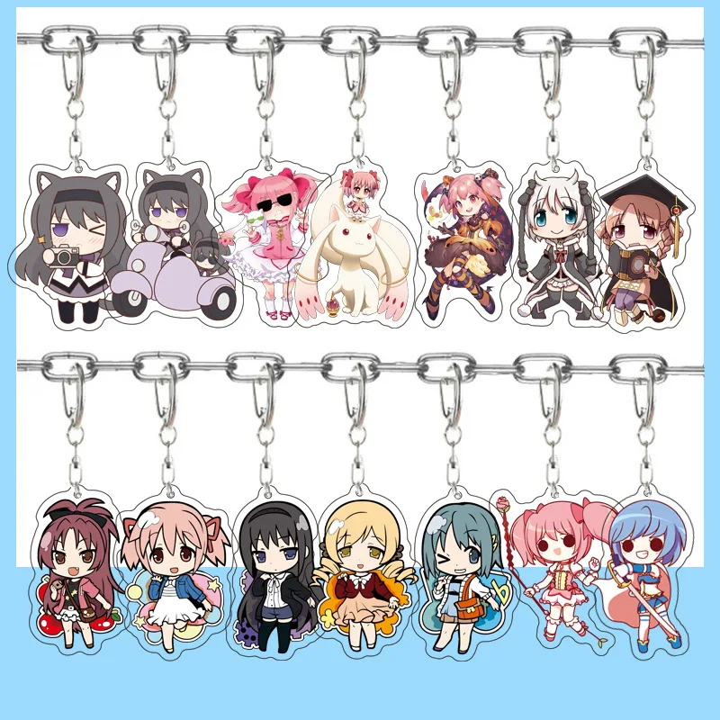 Anime Puella Magi Madoka Magica Acrylic Keychain Character Akemi Homura Holy Mami Women's Bag Decoration Pendant Fan Collect