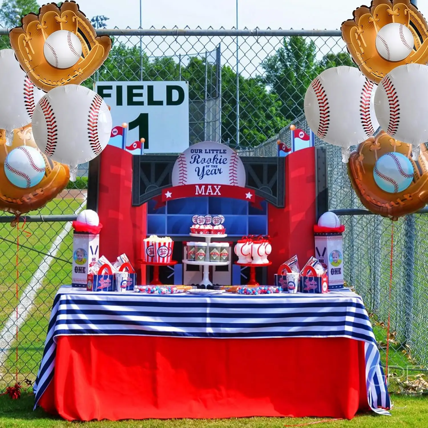 8pcs baseball balls, baseball gloves, balloons, baseball themed games, parties, balloon decorations, party supplies