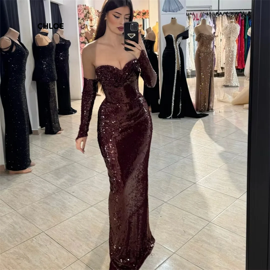 Robes de bal de luxe à épaules dénudées, robes de soirée élégantes, sur mesure, queue de poisson, manches courtes, robe de bal, 2025