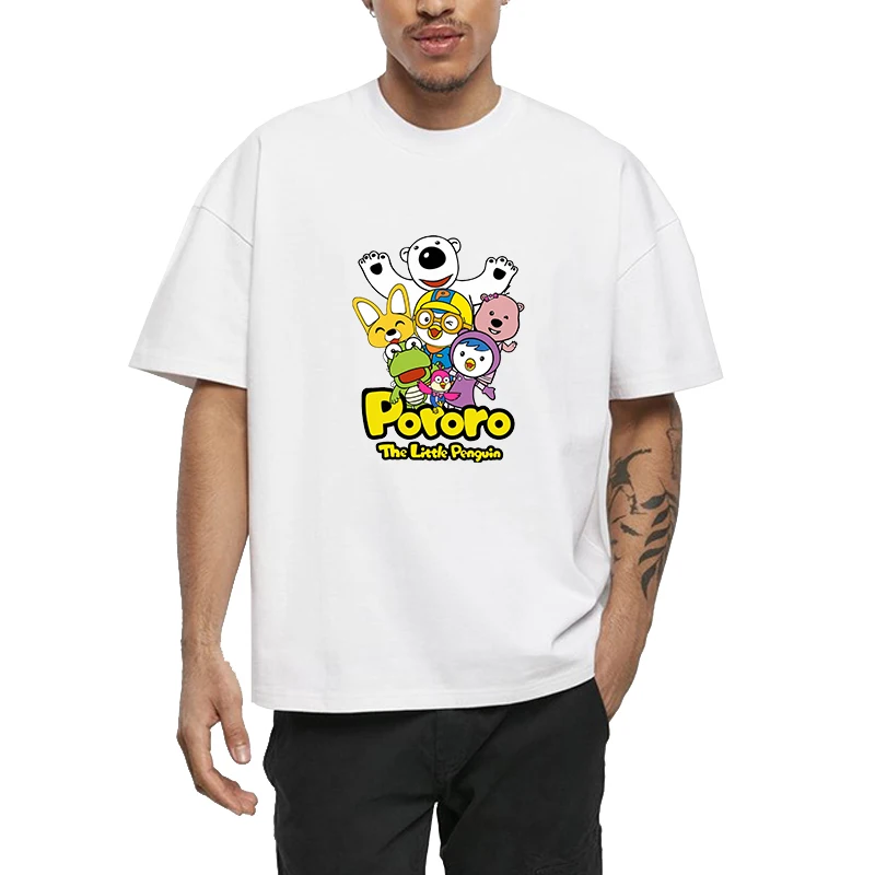 

Graphic T Shirts Cotton 100% P-Pororos Cute Y2k Men's Clothing Oversized Short Sleeve Tee Vintage Summer Top Gifts for Boyfriend