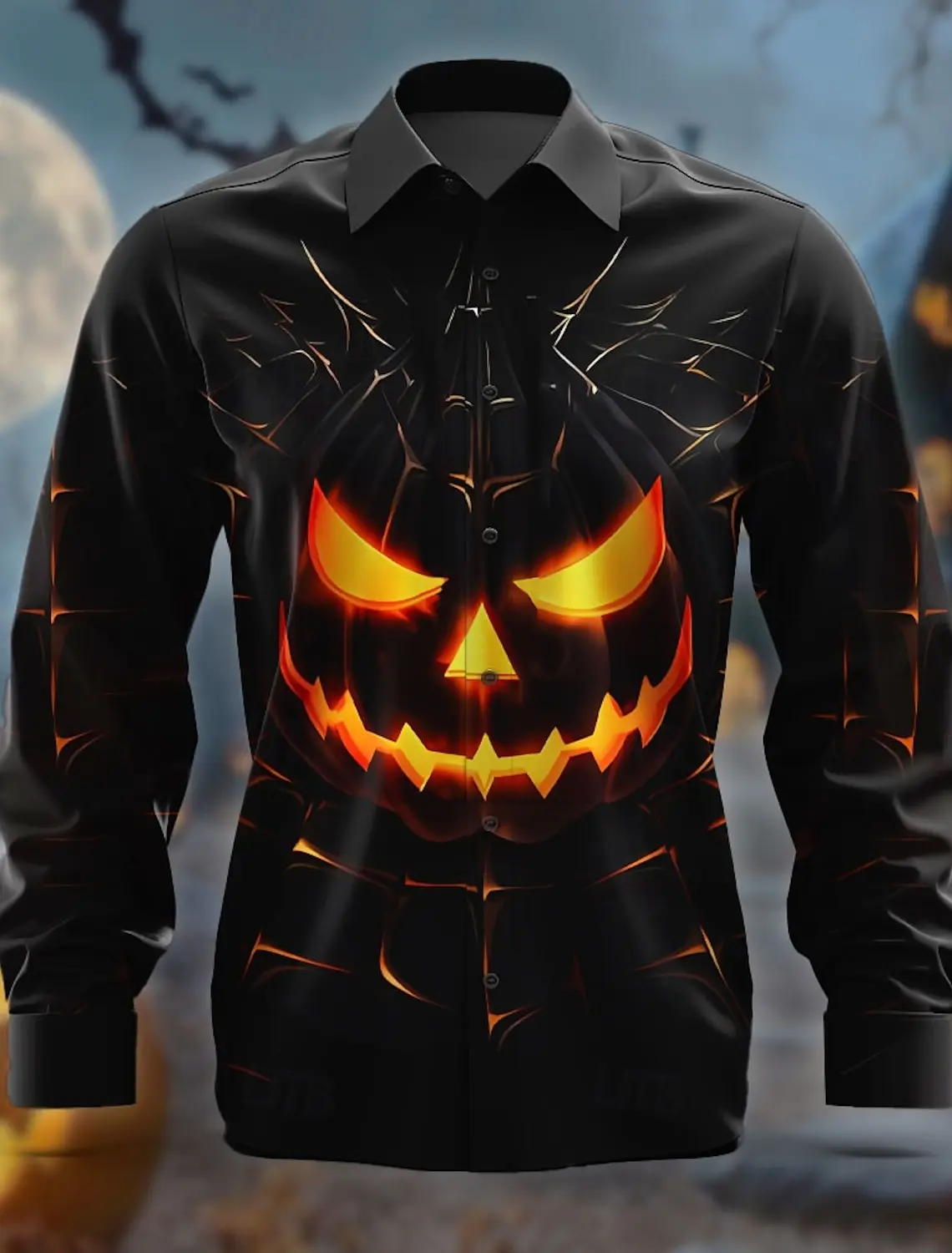 Halloween Horror Men\'s Button Up Shirt Long Sleeve Party Evening Wear Fall Winter Spring Summer Long Sleeve Shirt Collar