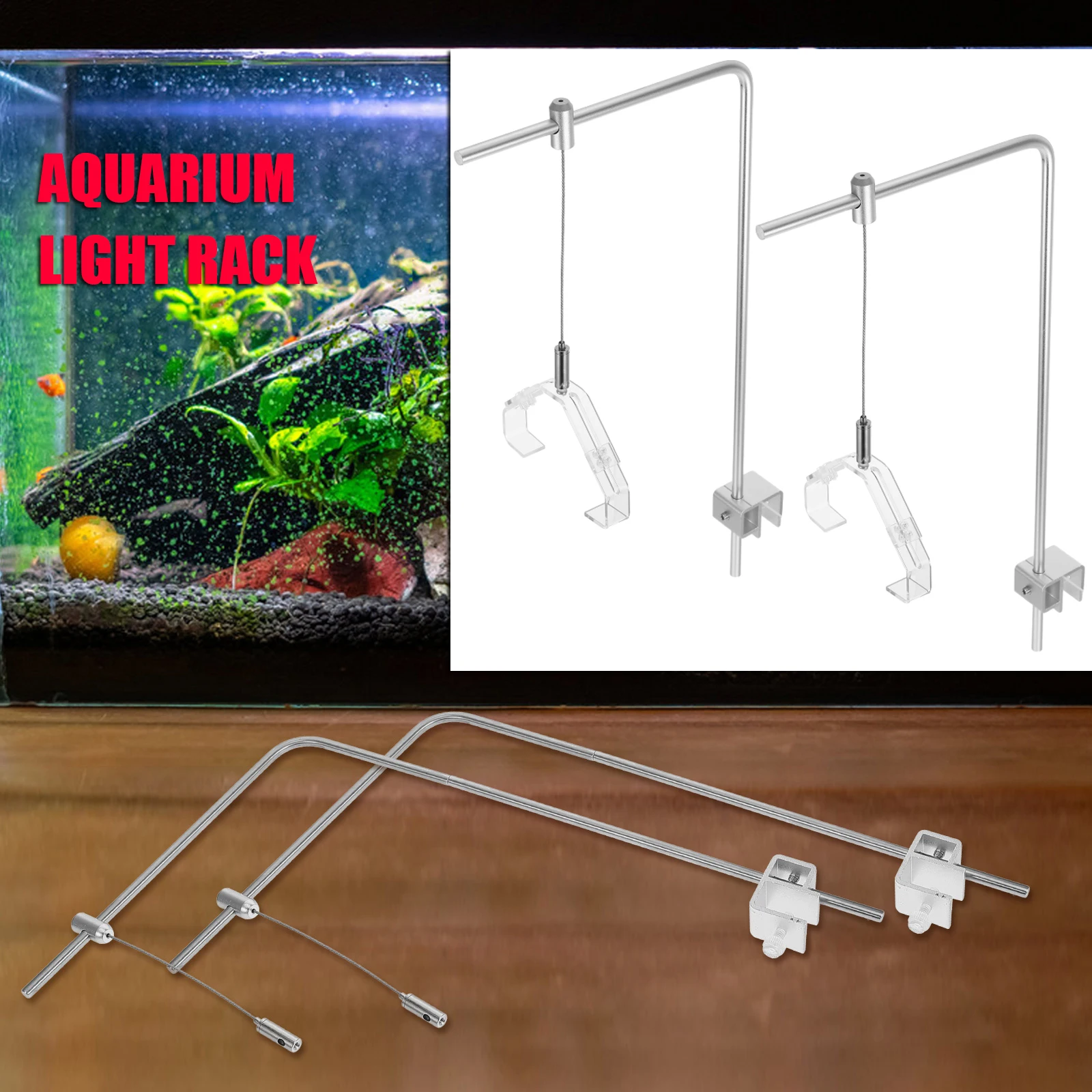 

2 Pcs Fish Tank Lamp Holder Aquarium Stand Riser Mount Holders Light Kit Alloy Hanger Support for Rimless Tanks Bracket Suite