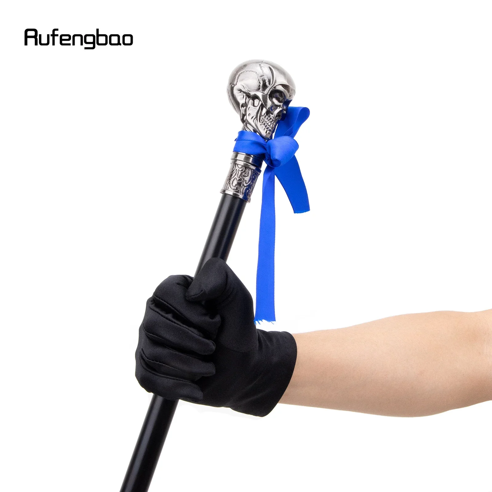Schedelhoofd met vlinderdas Enkel gezamenlijk Mode Wandelstok Decoratieve Cospaly Party Wandelstok Halloween Crosier 93cm