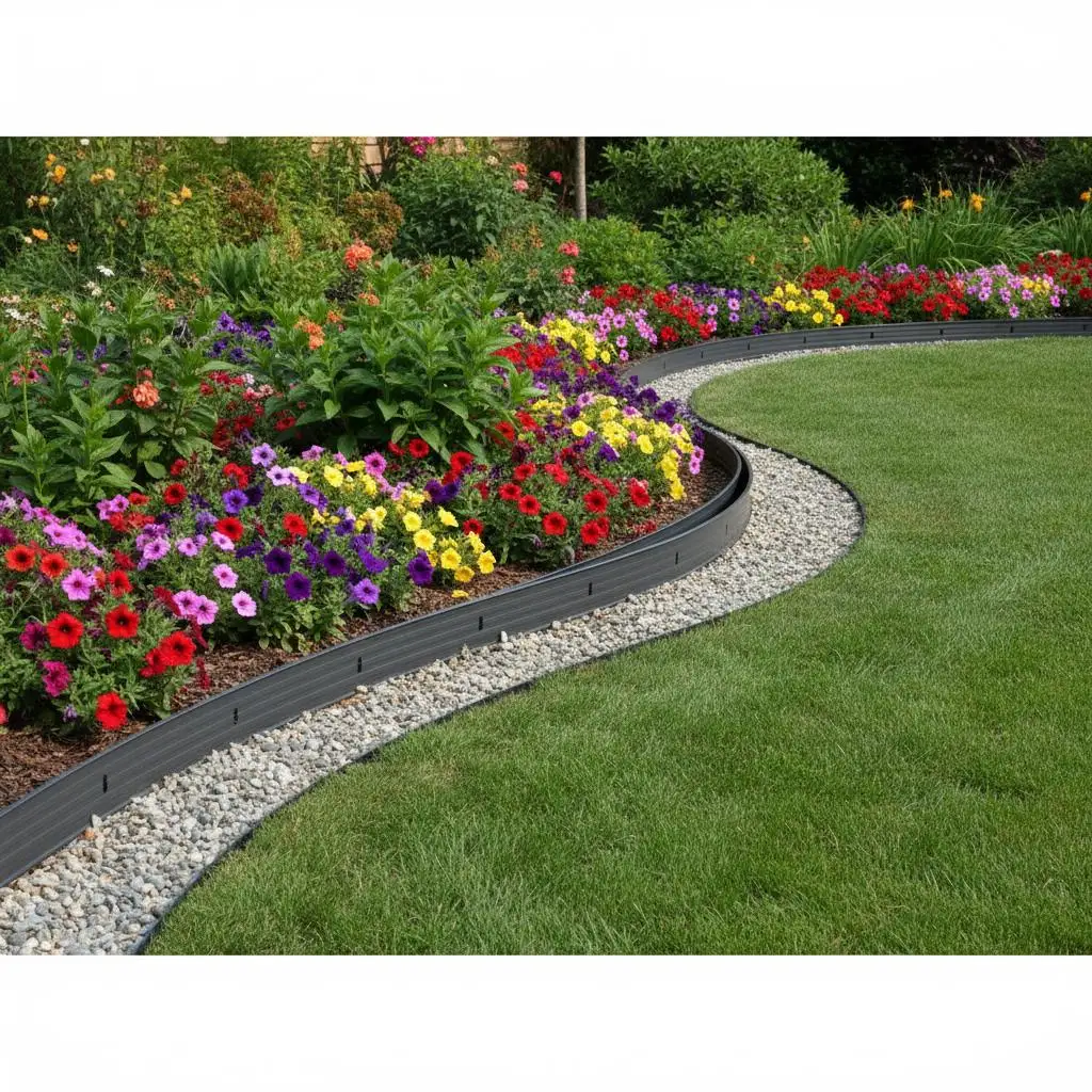 

Алюминиевый садовый бордюр 48 футов для клумб, газонов и дорожек, 8 упаковок по 72 дюйма, гибкие прочные металлические разделители для сада, система ограждений