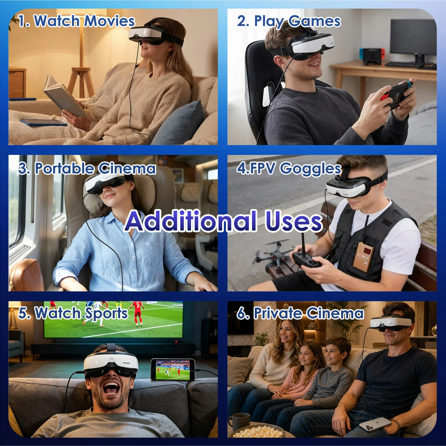 FPV Goggles, Head-Mounted Display, Analog Video Receiver, Entry-Level Flight Helmet, Non-VR/AR Goggles, Fixed Screen view 6