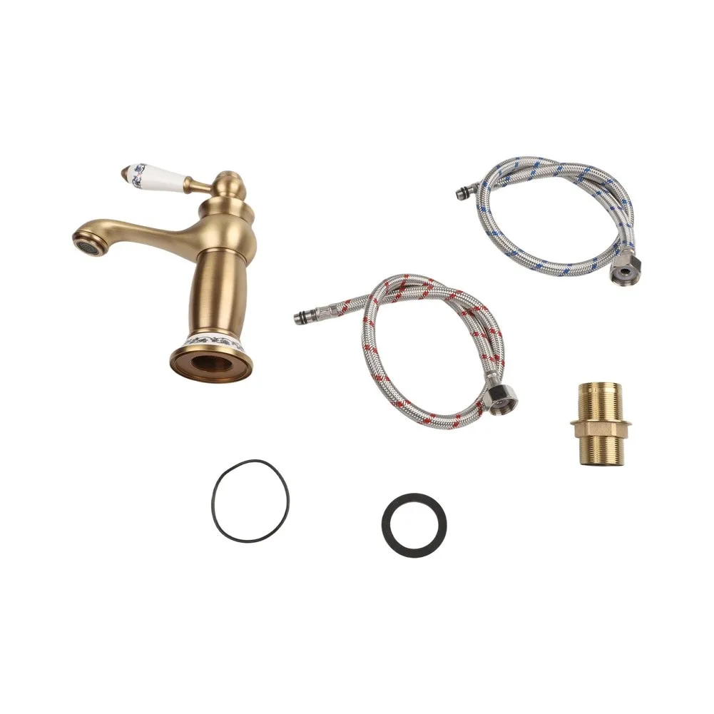 Antique Style Brass Faucet for Washbasin Mixer with Reliable Valve for Core and Soft for splash Water Flow in Copper Material