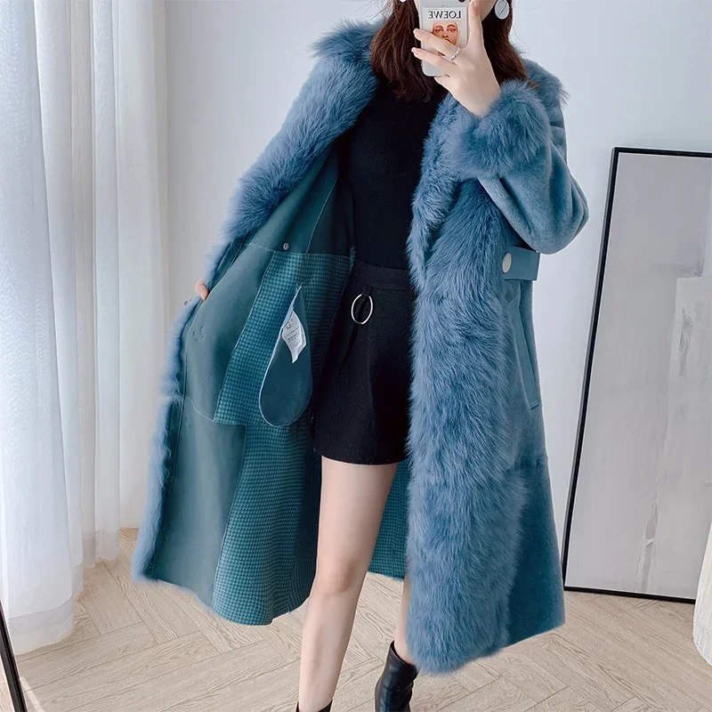 Natural Real Fur Coat Female Vintage 100% Wool Jacket Women Winter Clothes 2024 Korean Double Faced Fur Top Overcoat Hiver 1772