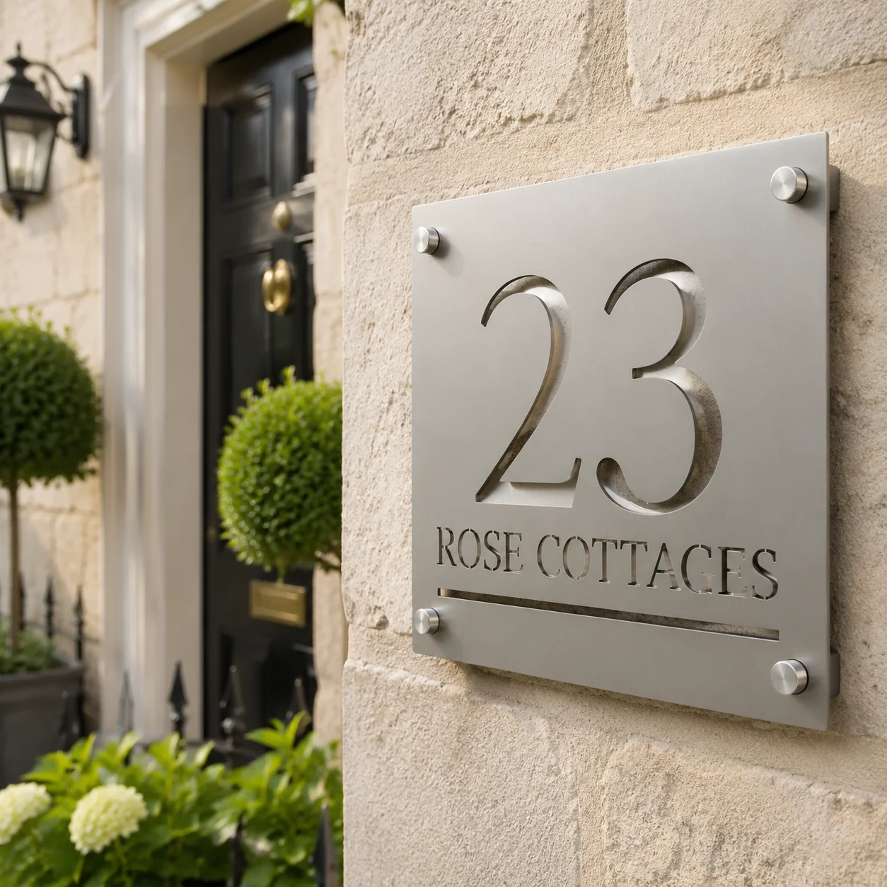House Number Sign, Acrylic Modern Door Number & Road Name Plaque – Custom Address Sign for New Home , Square Door Plaque