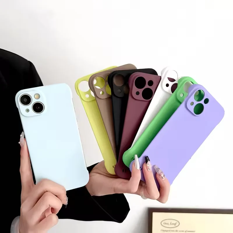 Luxury Candy Color Half-Wrapped Phone Case For iPhone 16 15 14 13 12 11 Pro Max Plus Mini Matte Hard Back Cover Borderless Shell