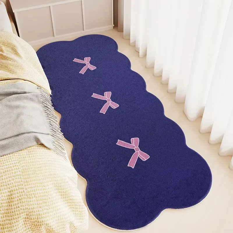 

Bedroom Long Carpet Bedside Floor Mat Runner Rug Soft Fluffy Carpets Pink Plaid Sweet Cute Girl Home Decoration Rugs 침실 카펫