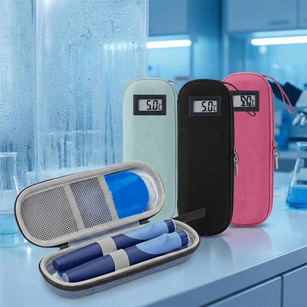 Oxford Cloth Insulin Cooler Bag Insulin Vial Protector Waterproof Insulin Cooling Bag Thermometer Display