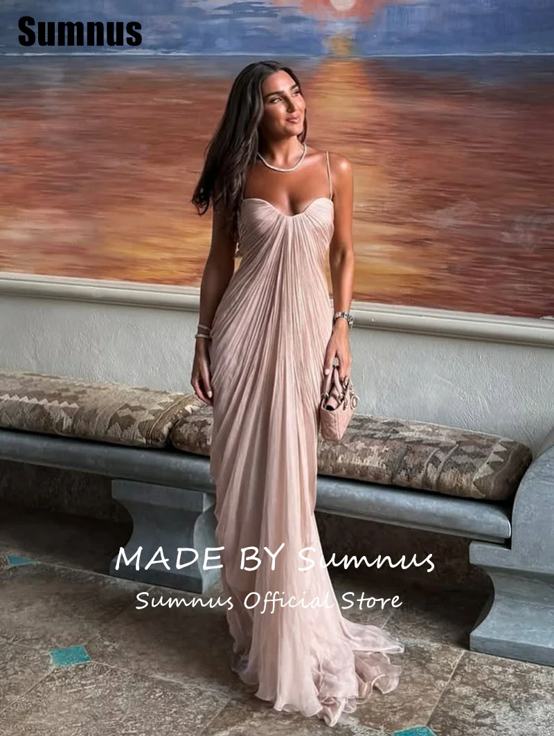 Sumnus Semplice Sirena Nude Rosa Abiti da sera Lunghezza pavimento Senza maniche Abiti da cerimonia formale فسات БmaveraPersonalizzato