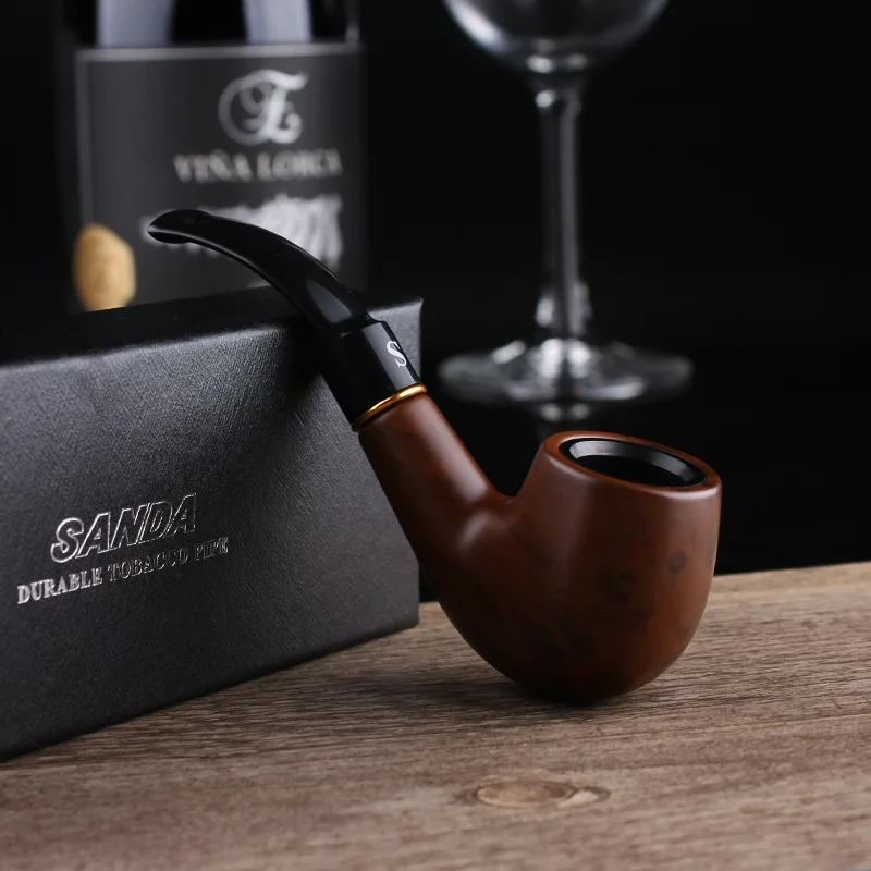 

Tobacco Pipe Classic Wood Smoking Pipe Tobacco Hand pipe Bakelite Curved Pipe Circulating Filter Pipe