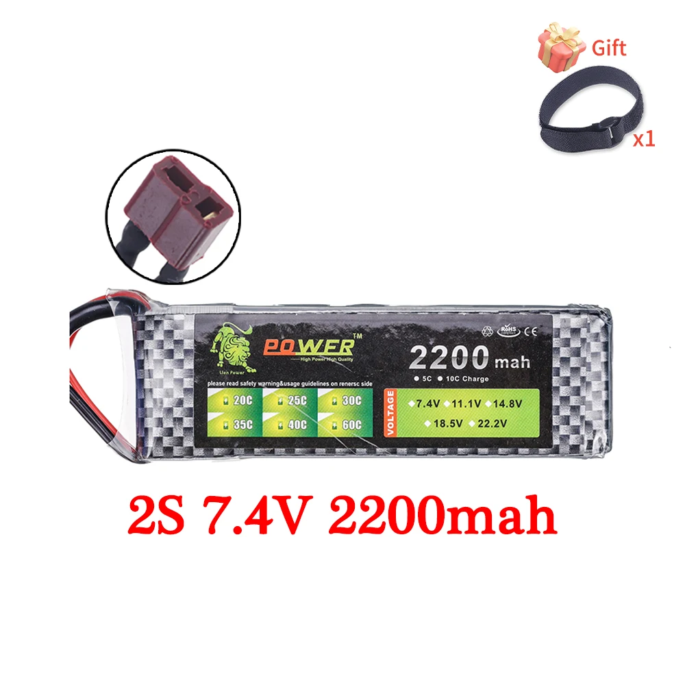 2026 NEW 2200mAh 40C 7.4V 11.1V 14.8V 22.2V Lipo Battery 2S 3S 4S 6S With T XT60 Connector for RC Car Drone Boat Helicopter