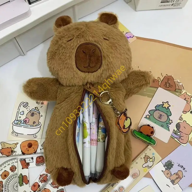 CARTOON PLUSH CAPYBARA CASE CASE BIG CAMAPICE PEN CASE CASE BAG LACEN
